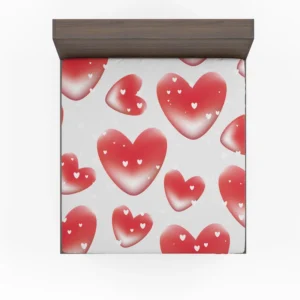 Red Bubble Heart Design Fitted Sheet