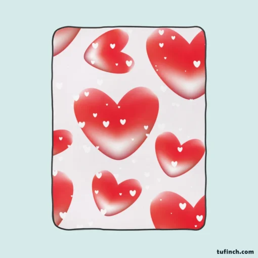 Red Bubble Heart Design Fleece Blanket 1