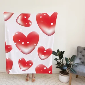 Red Bubble Heart Design Fleece Blanket