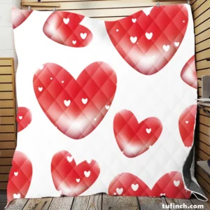 Red Bubble Heart Design Quilt Blanket