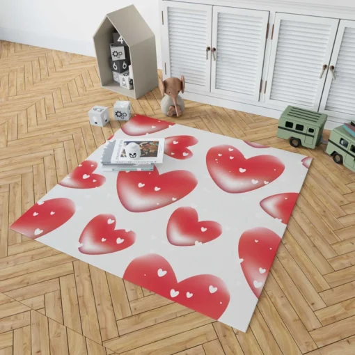 Red Bubble Heart Design Rug 1