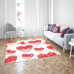 Red Bubble Heart Design Rug 2