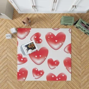 Red Bubble Heart Design Rug