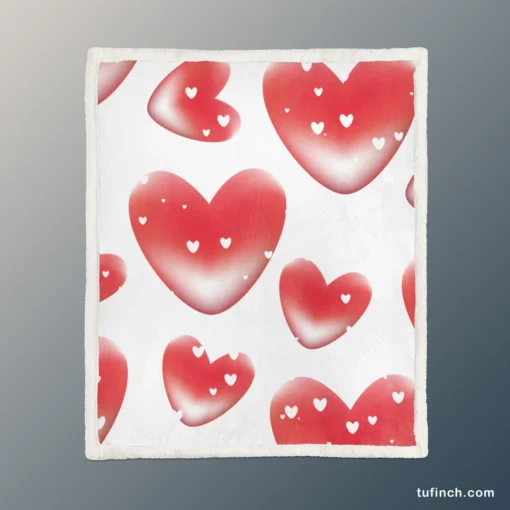 Red Bubble Heart Design Sherpa Fleece Blanket 1