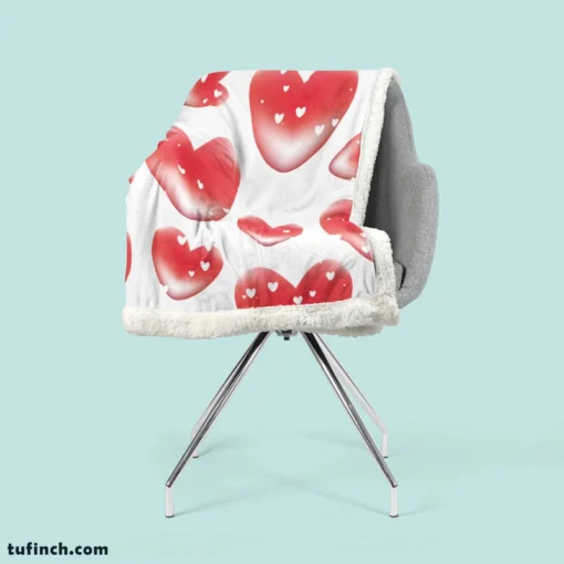 Red Bubble Heart Design Sherpa Fleece Blanket 2