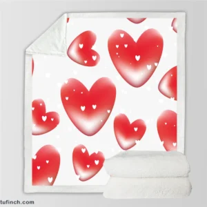 Red Bubble Heart Design Sherpa Fleece Blanket