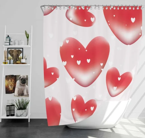 Red Bubble Heart Design Shower Curtain