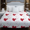 Red Curved Couple Hearts Duvet Cover