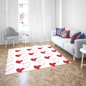 Red Curved Couple Hearts Rug 2