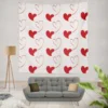 Red Curved Couple Hearts Wall Tapestry