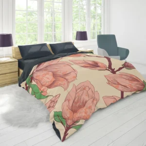 Red Flowers Artistic Background Duvet Cover 1