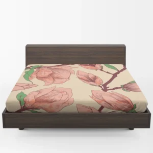 Red Flowers Artistic Background Fitted Sheet 1