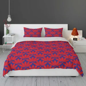 Red Japanese Floral Design Bedding Set 1