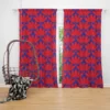 Red Japanese Floral Design Curtain