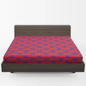 Red Japanese Floral Design Fitted Sheet 1