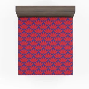 Red Japanese Floral Design Fitted Sheet