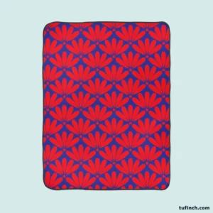 Red Japanese Floral Design Fleece Blanket 1