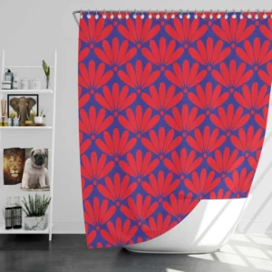 Red Japanese Floral Design Shower Curtain