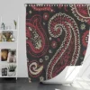 Red Off White Paisley On Black Background Shower Curtain