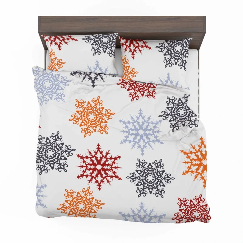 Red Orange Blue Colorful Snowflakes Bedding Set 2