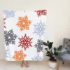 Red Orange Blue Colorful Snowflakes Fleece Blanket