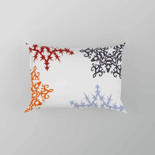 Red Orange Blue Colorful Snowflakes Pillow Case