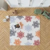 Red Orange Blue Colorful Snowflakes Rug