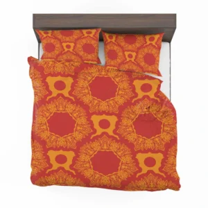 Red Orange Vintage Ornamental Pattern Bedding Set 2