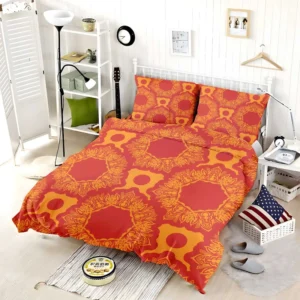 Red Orange Vintage Ornamental Pattern Bedding Set