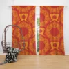 Red Orange Vintage Ornamental Pattern Curtain