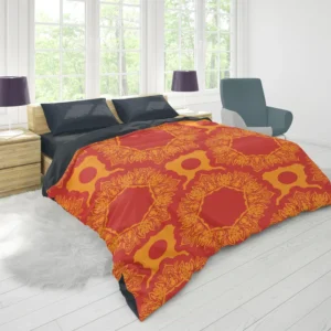 Red Orange Vintage Ornamental Pattern Duvet Cover 1