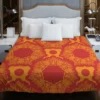 Red Orange Vintage Ornamental Pattern Duvet Cover