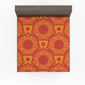 Red Orange Vintage Ornamental Pattern Fitted Sheet