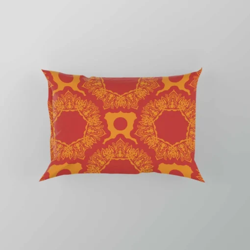 Red Orange Vintage Ornamental Pattern Pillow Case