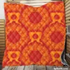 Red Orange Vintage Ornamental Pattern Quilt Blanket