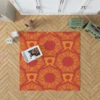 Red Orange Vintage Ornamental Pattern Rug