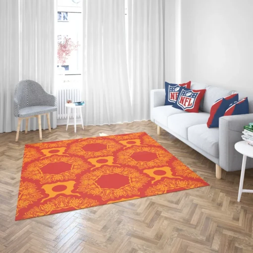 Red Orange Vintage Ornamental Pattern Rug 2