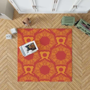 Red Orange Vintage Ornamental Pattern Rug