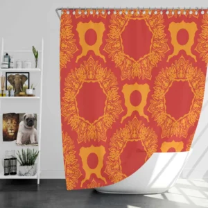 Red Orange Vintage Ornamental Pattern Shower Curtain