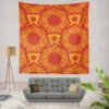 Red Orange Vintage Ornamental Pattern Wall Tapestry