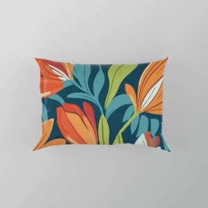 Red Orange White Flowers Pillow Case