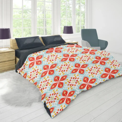 Red Peranakan Folk Art Duvet Cover 1