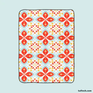 Red Peranakan Folk Art Fleece Blanket 1