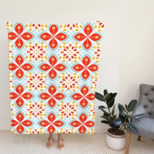 Red Peranakan Folk Art Fleece Blanket