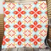 Red Peranakan Folk Art Quilt Blanket