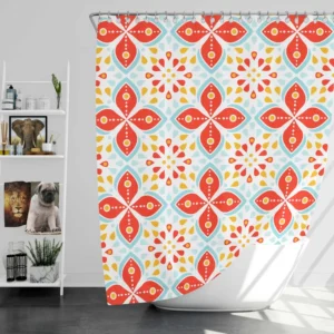 Red Peranakan Folk Art Shower Curtain