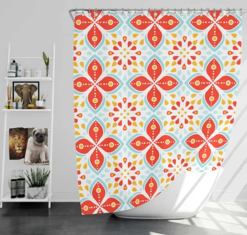 Red Peranakan Folk Art Shower Curtain