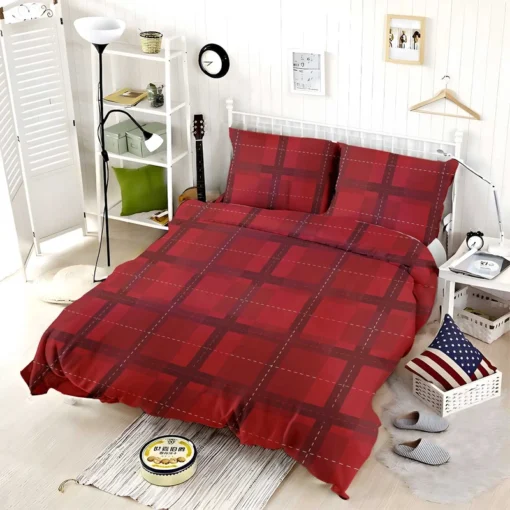 Red Plaid Pattern Bedding Set