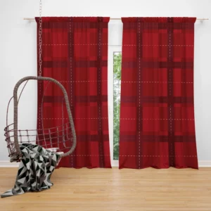 Red Plaid Pattern Curtain