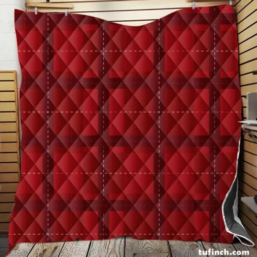 Red Plaid Pattern Quilt Blanket